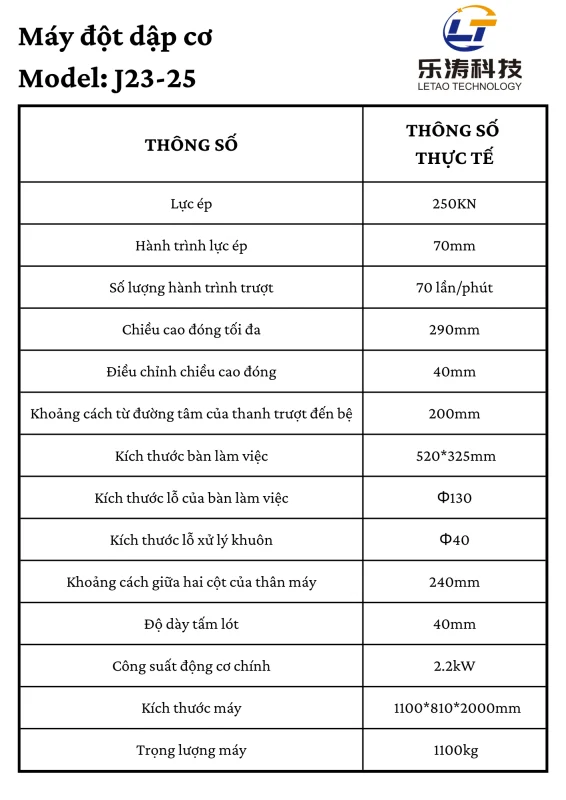 Máy đột dập cơ 25 tấn J23-25